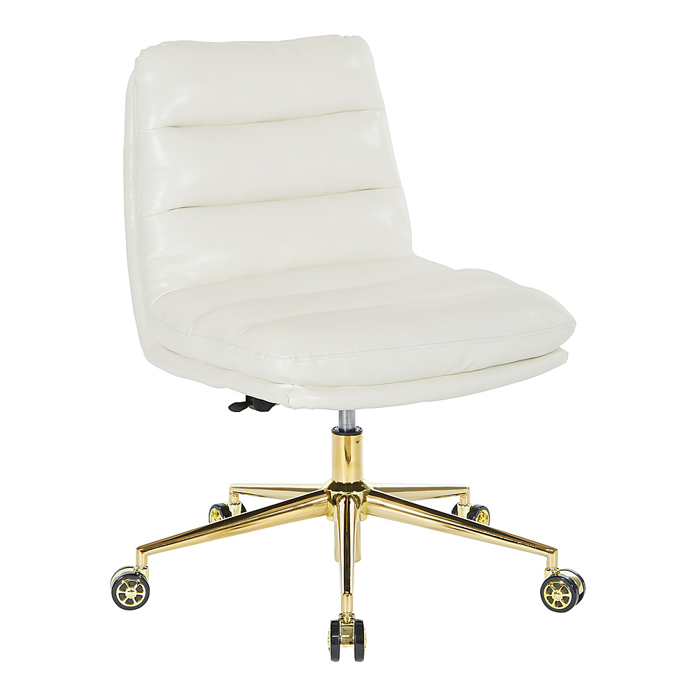 Angle View: OSP Home Furnishings - Legacy Office Chair in Deluxe Faux Leather with Gold Base - White