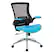 Angle. Office Star Products - Black Screen Back Manager's Chair with Blue Faux Leather Seat and Padded Flip Arms with Silver Accents - Blue.