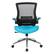 Front. Office Star Products - Black Screen Back Manager's Chair with Blue Faux Leather Seat and Padded Flip Arms with Silver Accents - Blue.