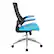 Left. Office Star Products - Black Screen Back Manager's Chair with Blue Faux Leather Seat and Padded Flip Arms with Silver Accents - Blue.