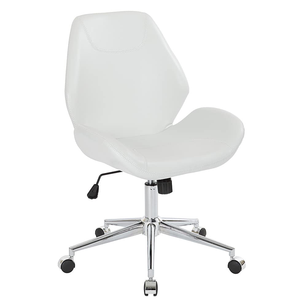 Angle View: OSP Home Furnishings - Chatsworth Office Chair in Faux Leather with Chrome Base - White