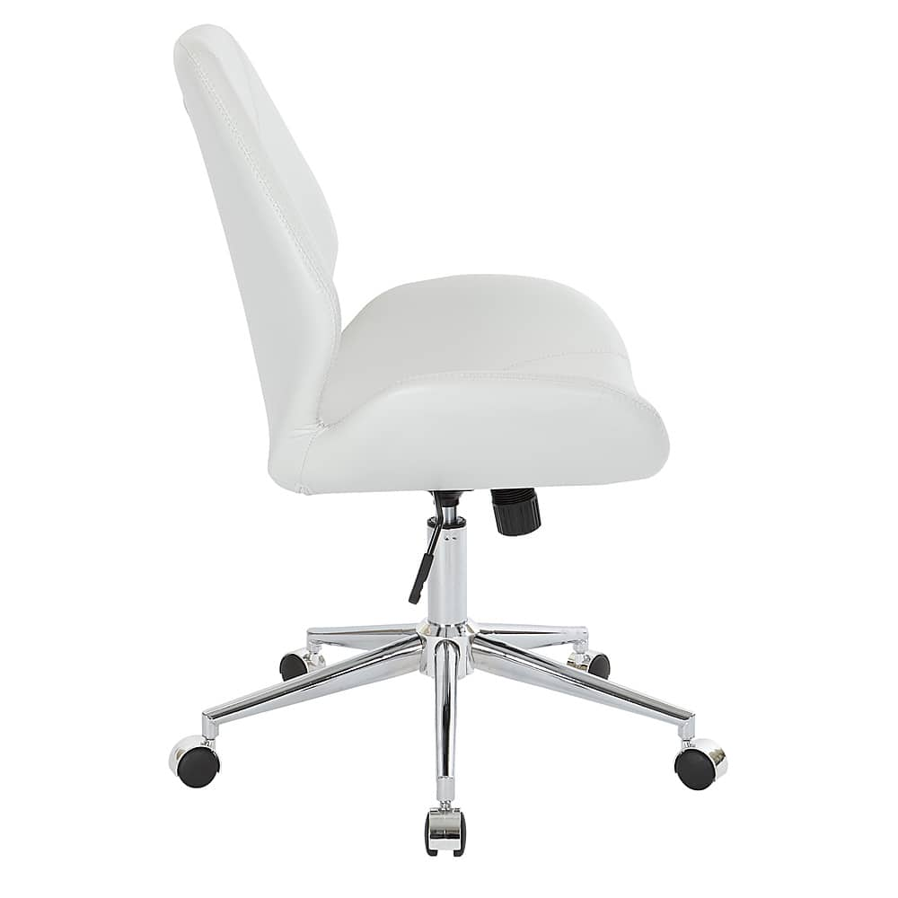 Left View: OSP Home Furnishings - Chatsworth Office Chair in Faux Leather with Chrome Base - White