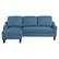 Front. OSP Home Furnishings - Lester Sofa with Chaise and Twin Sleeper in Blue fabric with Black legs - Blue.