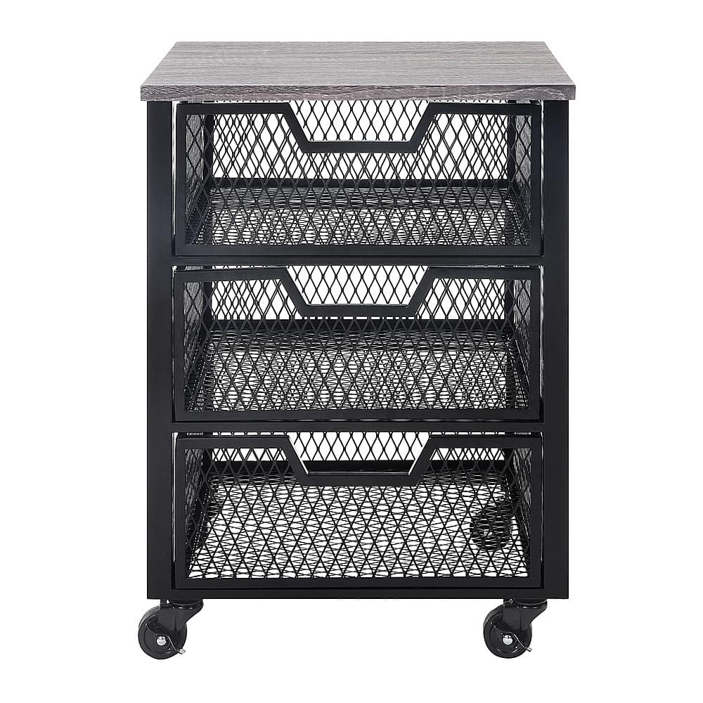 Front Zoom. OSP Home Furnishings - Jarrett 3 Drawer Rolling Cart with Walnut Top and Base - Black.