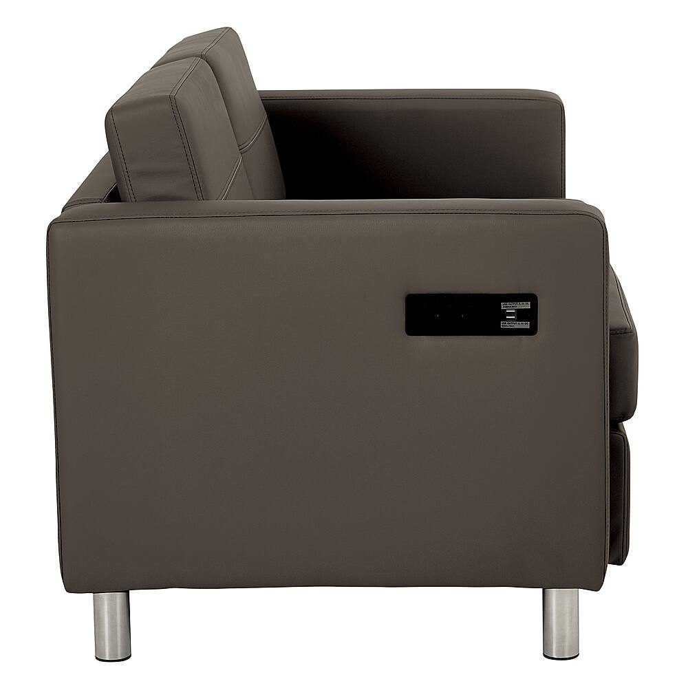 Left View: OSP Home Furnishings - Atlantic Loveseat with Dual Charging Station in Dillon Fabric K/D - Graphite