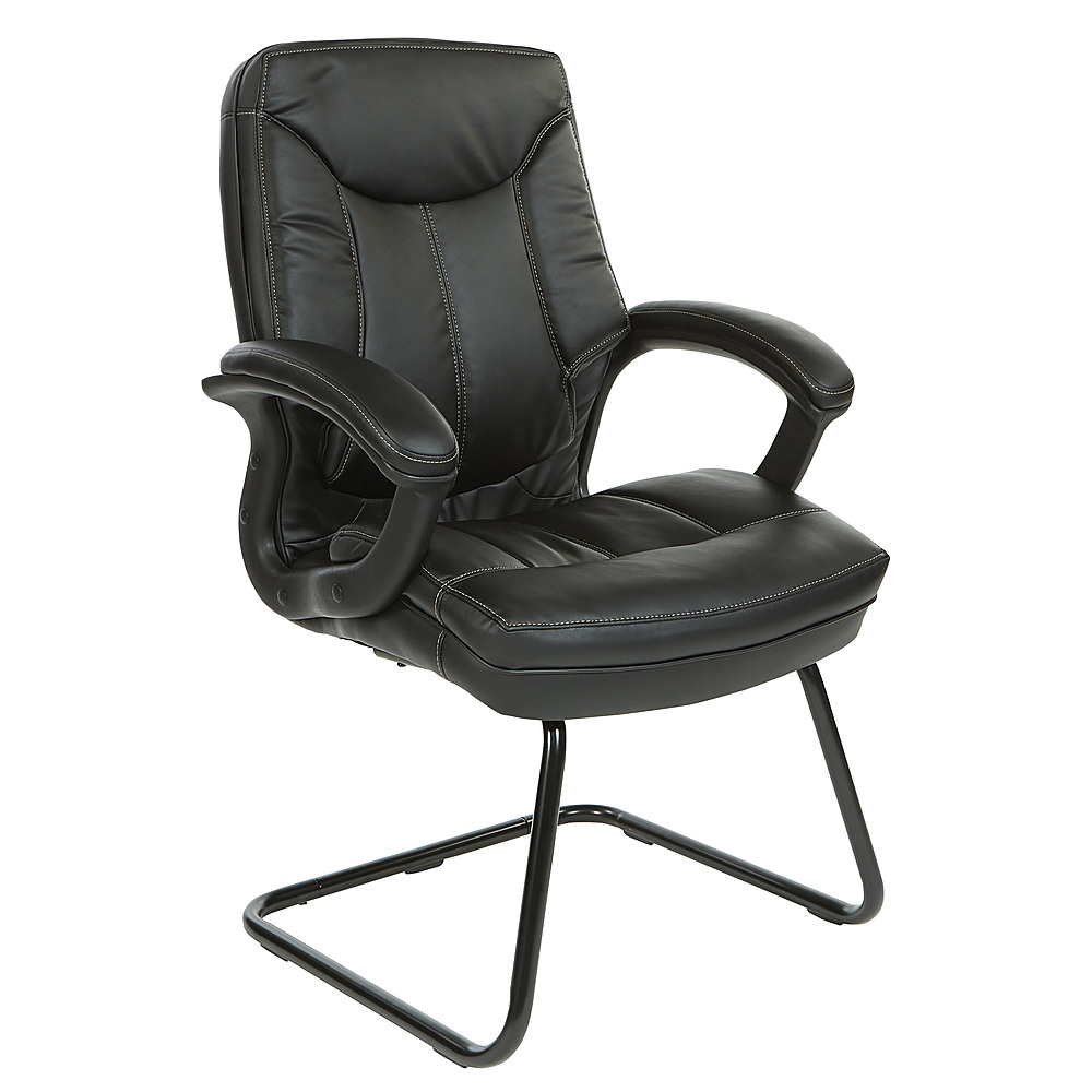 Angle View: Office Star Products - Executive Faux Leather Visitor Chair with Contrast Stitching - Black