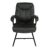 Office Star Products - Executive Faux Leather Visitor Chair with Contrast Stitching - Black - Front_Zoom