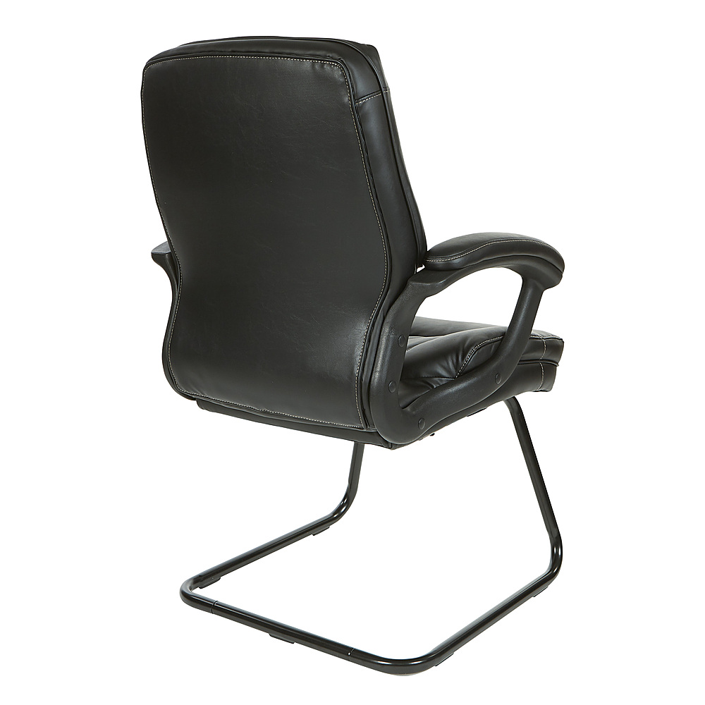 Office Star Products - Executive Faux Leather Visitor Chair with Contrast Stitching - Black