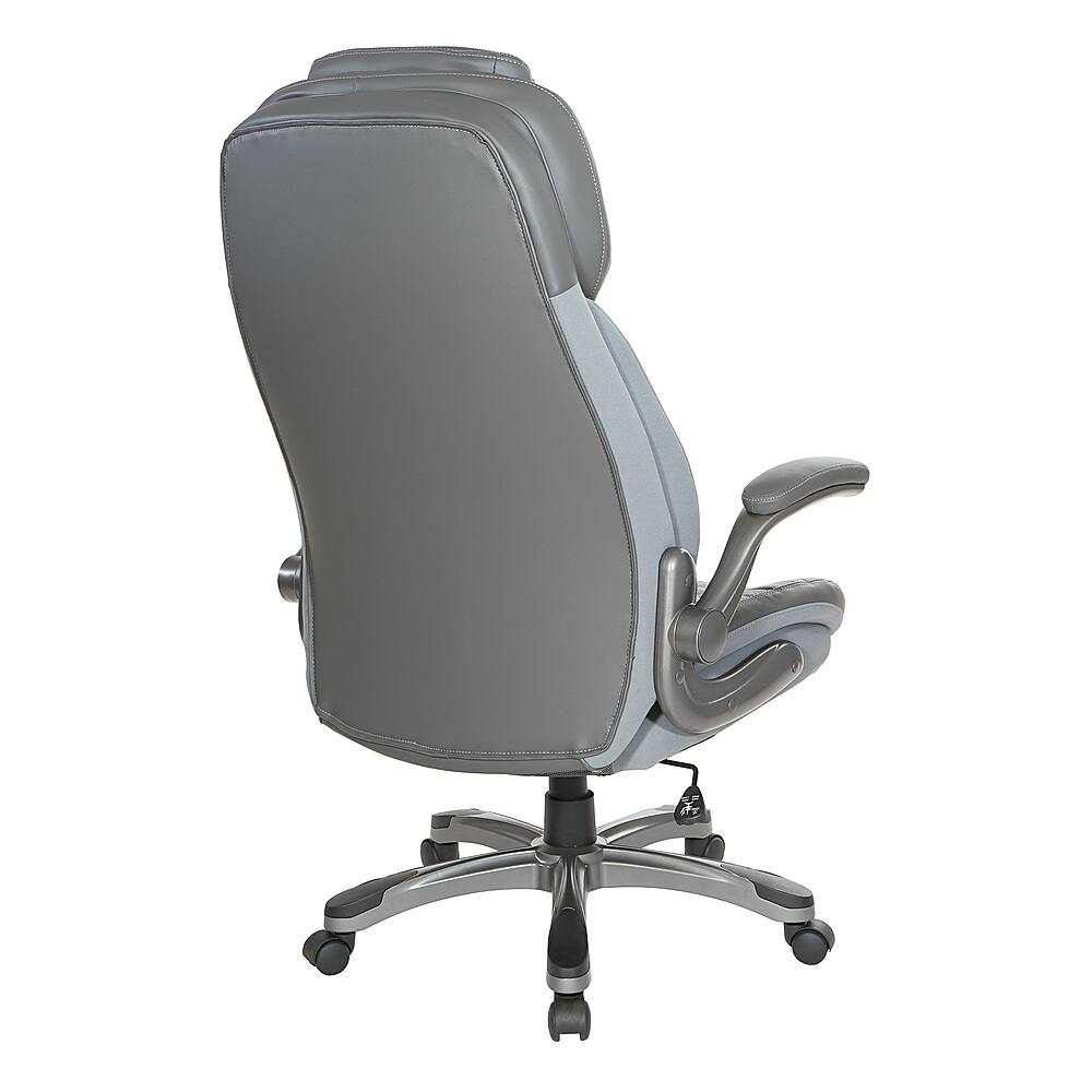 Alt View 11. Office Star Products - Executive High Back Chair with Grey Bonded Leather and Flip Arms - Grey.