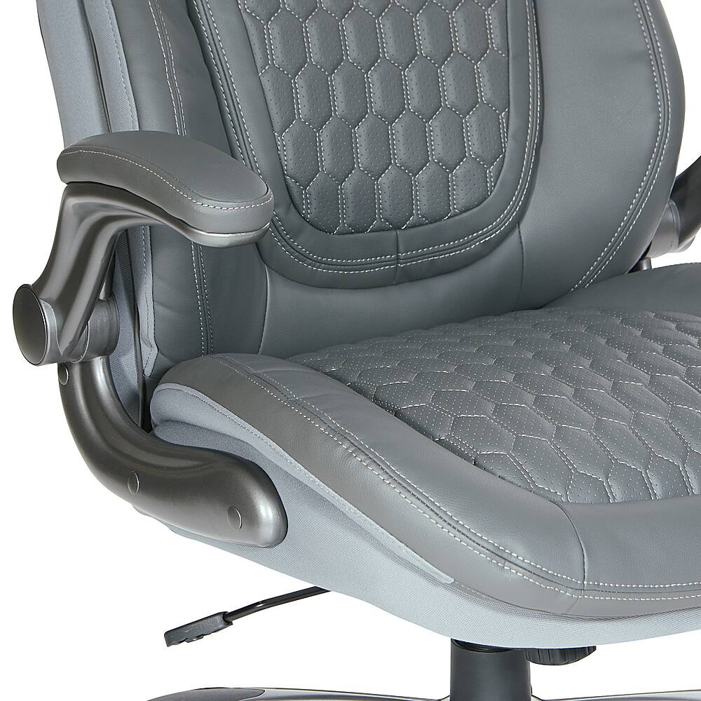 Alt View 12. Office Star Products - Executive High Back Chair with Grey Bonded Leather and Flip Arms - Grey.