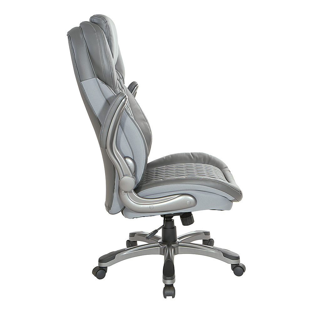 Left View: Office Star Products - Ergonomic Chair with Double Air Grid Back and Mesh Seat - Black