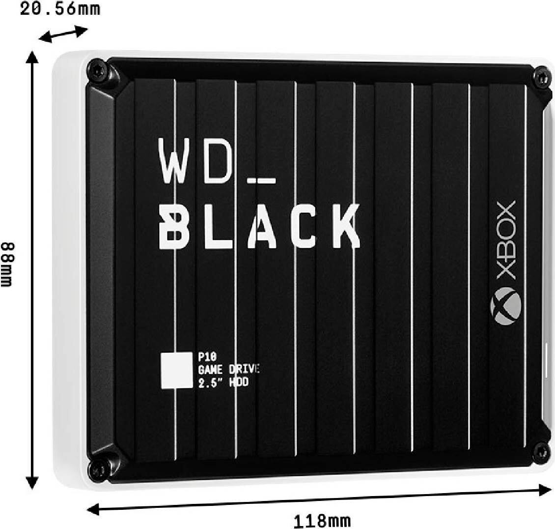 Alt View 15. WD - BLACK P10 Game Drive for Xbox 4TB External USB 3.2 Gen 1 Portable Hard Drive - Black With White Trim.