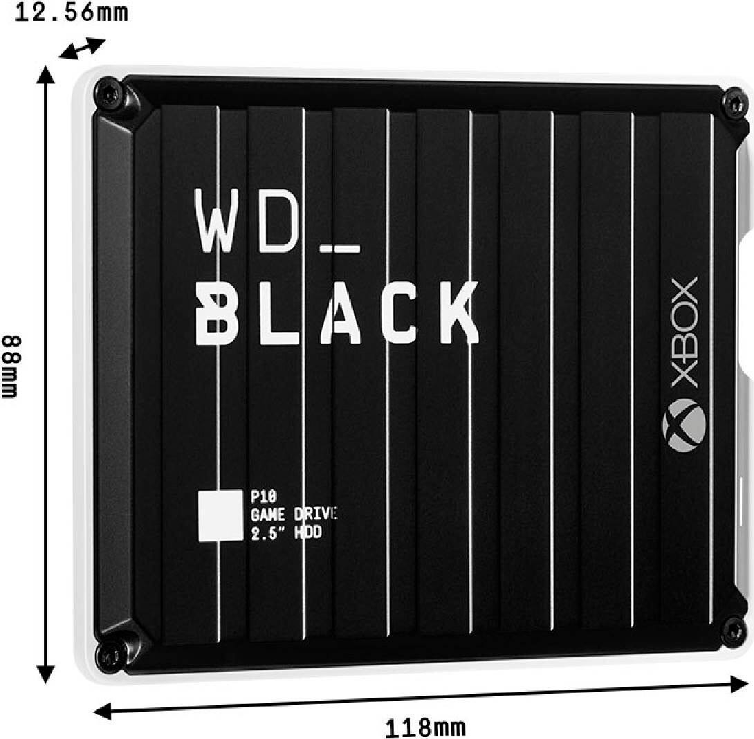 Alt View 14. WD - BLACK P10 Game Drive for Xbox 2TB External USB 3.2 Gen 1 Portable Hard Drive - Black With White Trim.