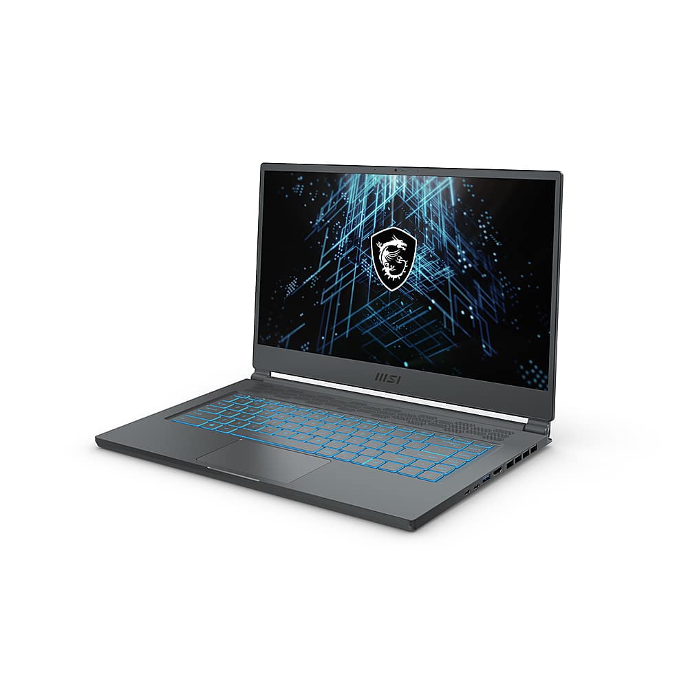 Angle View: MSI - Stealth 15.6" Gaming Laptop - i7-1185G7-16GB Memory - NVIDIA GeForce RTX 2060 Max-Q -512GB SSD