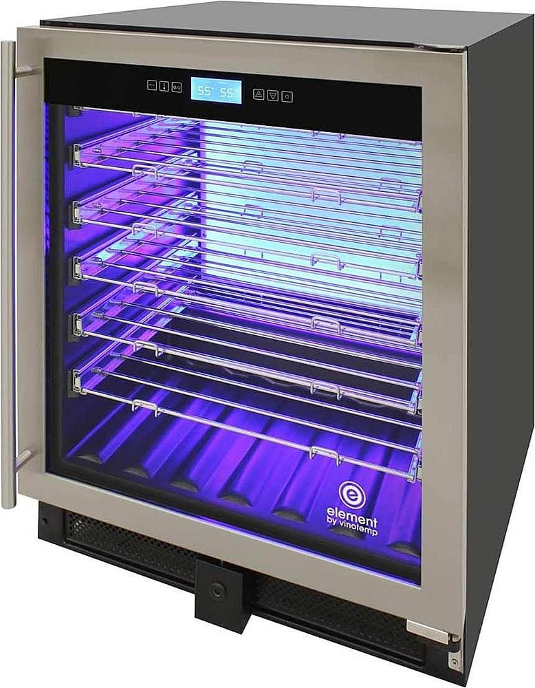 Left View: Vinotemp - 41-Bottle Wine Cooler - Stainless steel