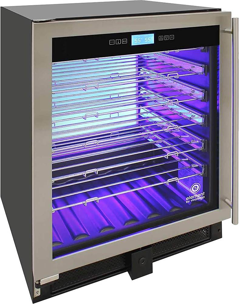 Angle View: Vinotemp - 41-Bottle Single-Zone Wine Cooler with Left Hinge - Stainless Steel