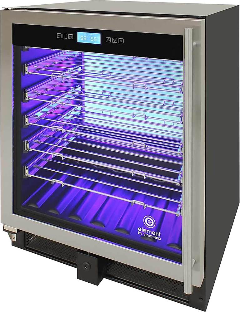 Left View: Vinotemp - 41-Bottle Single-Zone Wine Cooler with Left Hinge - Stainless Steel