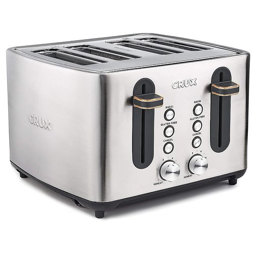 CRUX - 4-Slice Wide-Slot Toaster - Stainless Steel