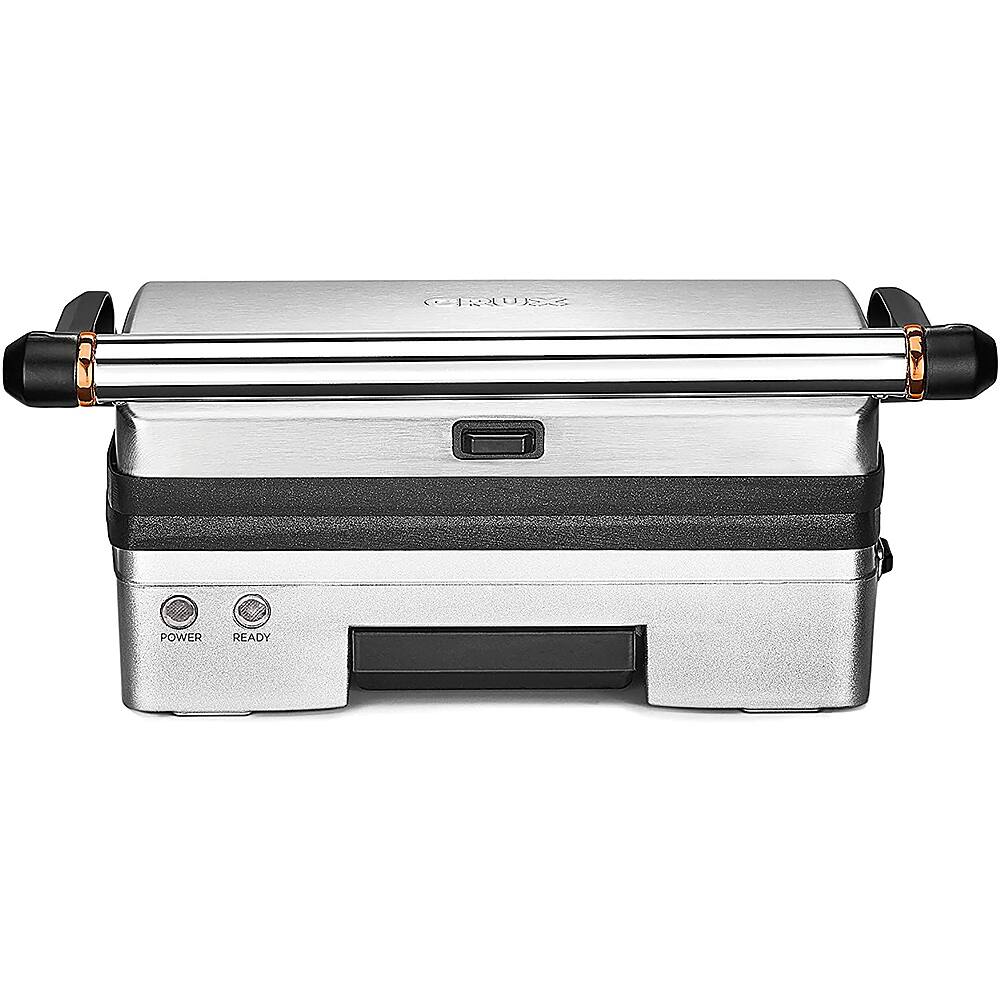 Front. CRUX - Panini Maker and Sandwich Grill - Stainless Steel With Copper Accents.