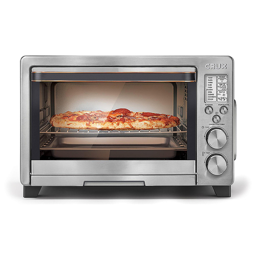 CRUX - 6-Slice Digital Air Frying Toaster Oven - Stainless Steel with Copper Accents