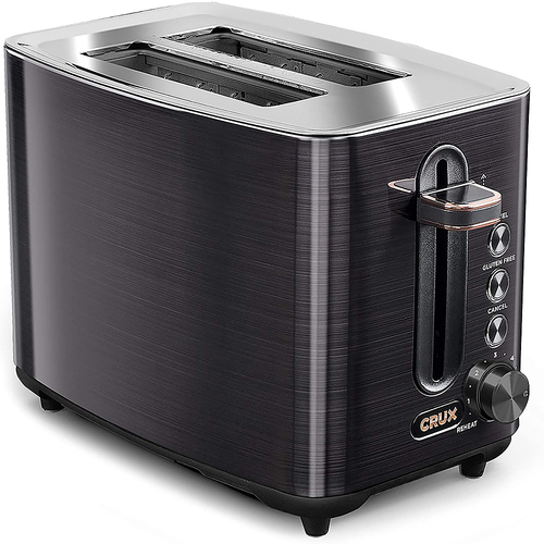 CRUX - 2-Slice Wide-Slot Toaster - Black Stainless Steel