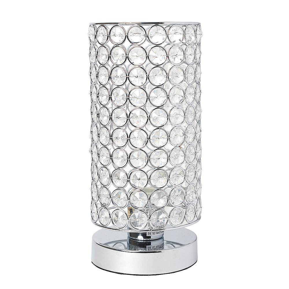 Elegant Designs - Elipse Crystal Bedside Nightstand Cylindrical Uplight  Table Lamp, Chrome