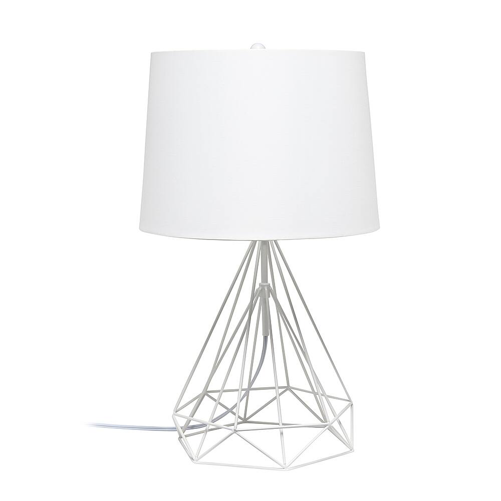 Angle View: Lalia Home Geometric White Matte Wired Table Lamp with Fabric Shade