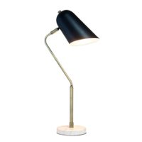 Lalia Home - Asymmetrical Marble and Metal Desk Lamp with Black Sloped Shade - Black/Gold/White - Front_Zoom