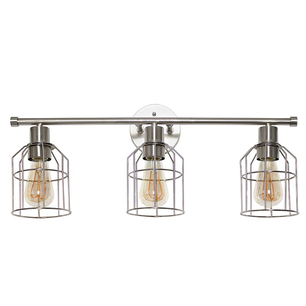 Angle View: Lalia Home 3 Light Industrial Wired Vanity Light, Brushed Nickel