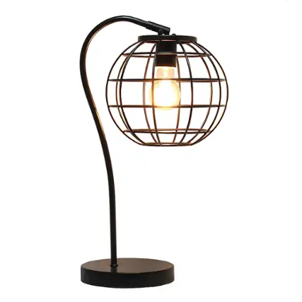 Front. Lalia Home - Arched Metal Cage Table Lamp - Black.
