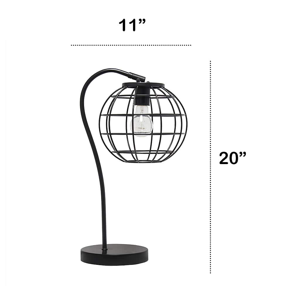 Left View: Lalia Home - Arched Metal Cage Table Lamp - Black