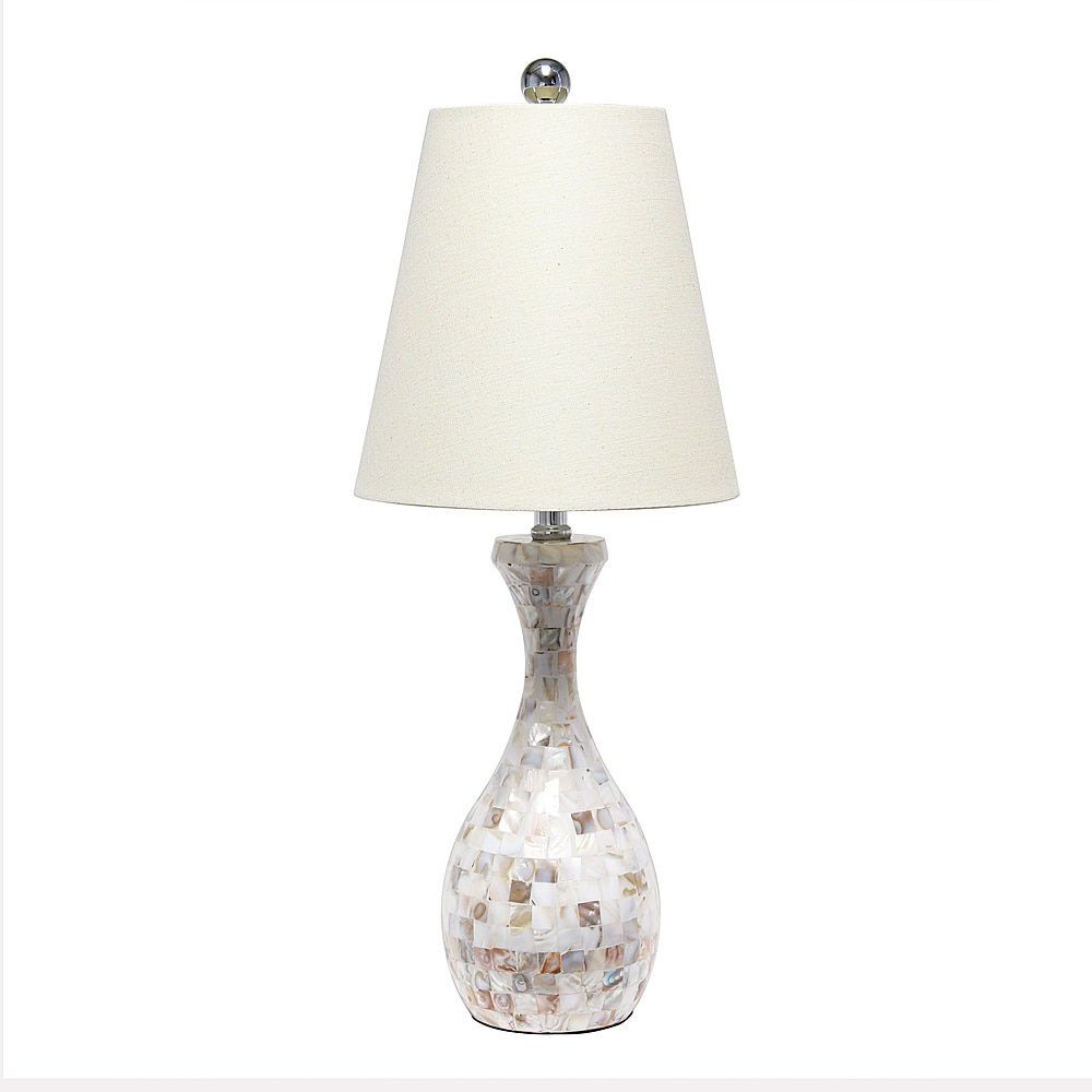 Angle View: Lalia Home Malibu Curved Mosaic Seashell Table Lamp with Chrome Accents