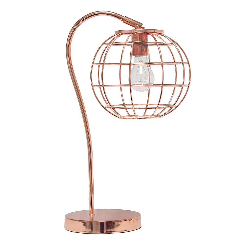 Angle View: Lalia Home Arched Metal Cage Table Lamp, Rose Gold