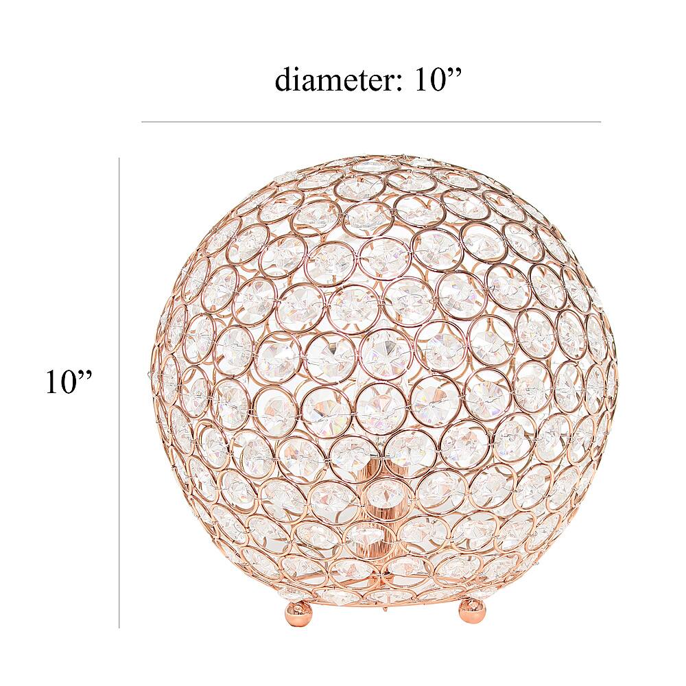 Left View: Elegant Designs Elipse 10 Inch Crystal Ball Sequin Table Lamp, Rose Gold