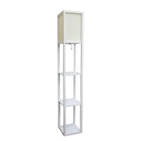 Simple Designs - Floor Lamp Etagere Organizer Storage Shelf with Linen Shade - White - Angle_Zoom