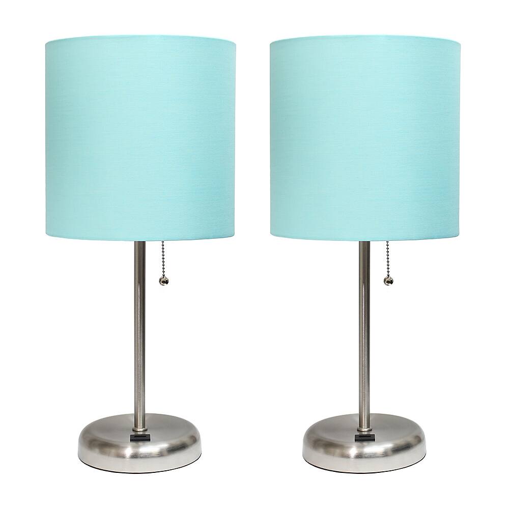 Angle View: Limelights - Stick Lamp with USB charging port and Fabric Shade 2 Pack Set