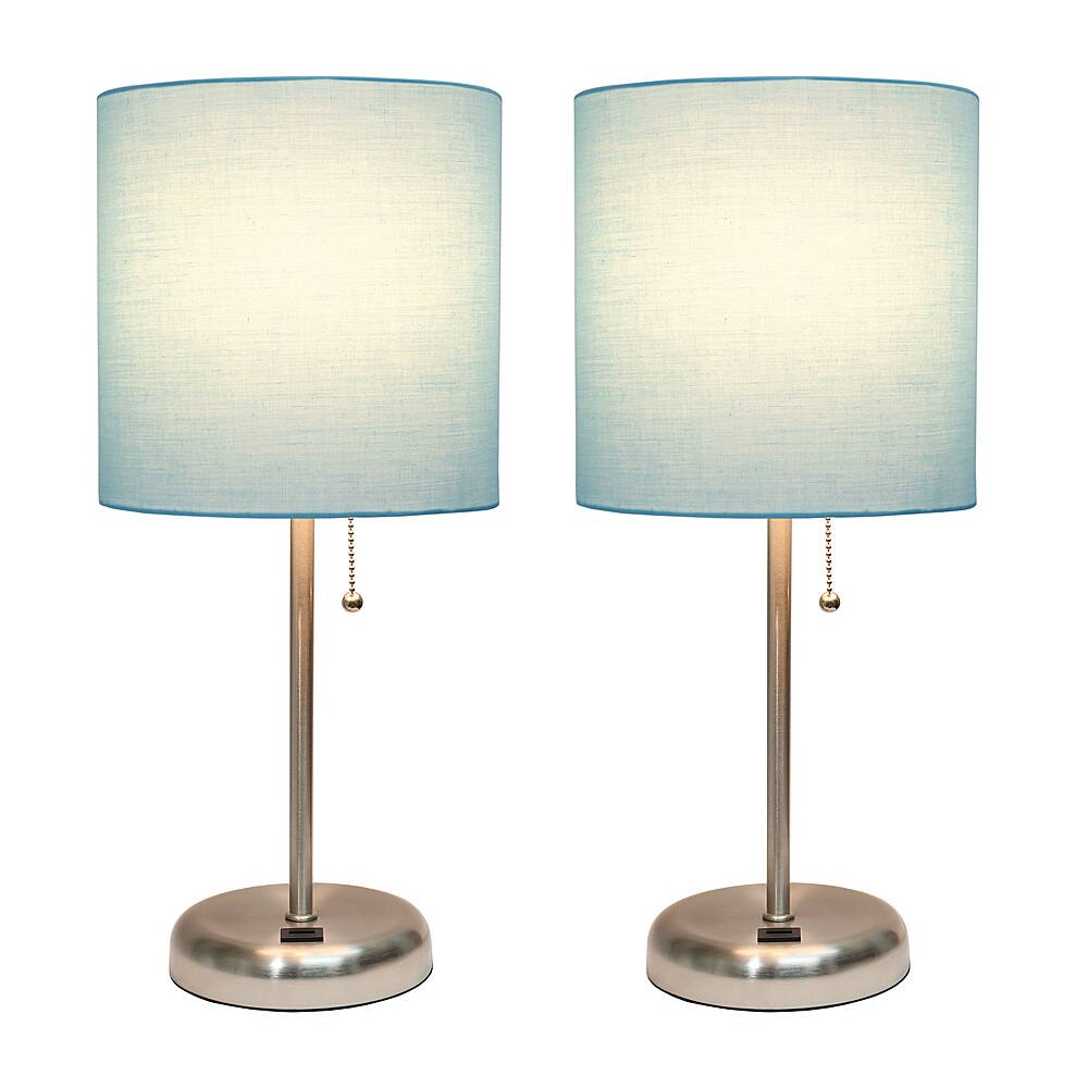 Front. Limelights - Stick Lamp with USB charging port and Fabric Shade 2 Pack Set.