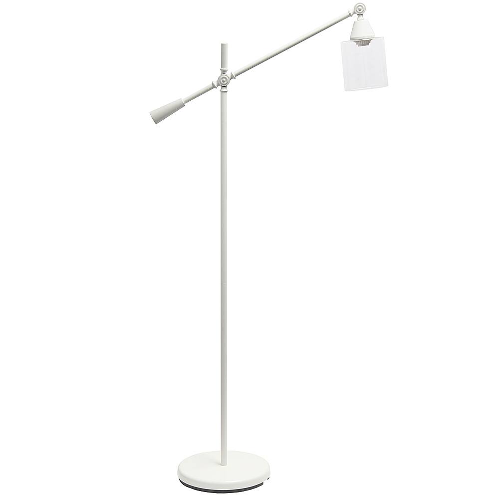 Angle View: Lalia Home Swing Arm Floor Lamp with Clear Glass Cylindrical Shade, White