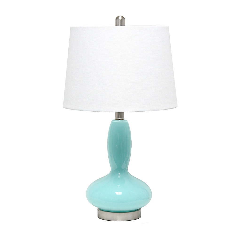 Angle View: Lalia Home Glass Dollop Table Lamp with White Fabric Shade, Seafoam