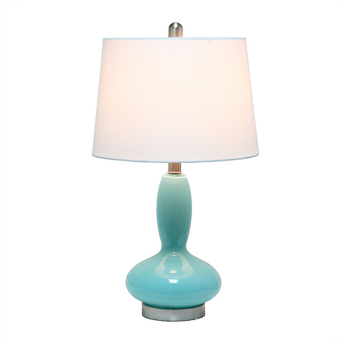 Lalia Home Glass Dollop Table Lamp with White Fabric Shade, Seafoam