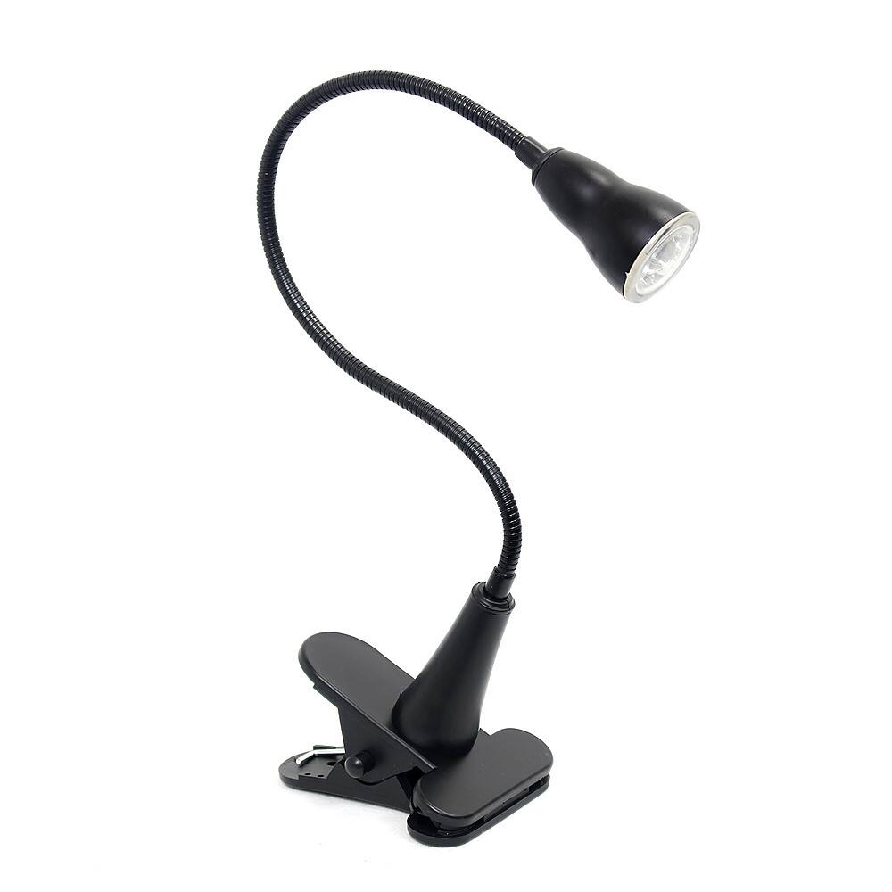 Angle Zoom. Simple Designs - 1W LED Gooseneck Clip Light Desk Lamp - Black.