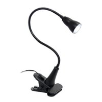 Simple Designs - 1W LED Gooseneck Clip Light Desk Lamp - Black - Front_Zoom