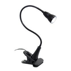 Simple Designs - 1W LED Gooseneck Clip Light Desk Lamp, Black - Front_Zoom