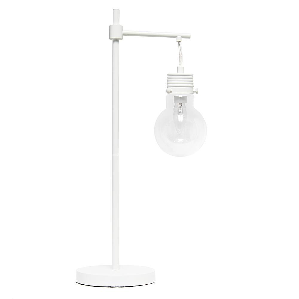 Angle View: Lalia Home White Matte 1 Light Beacon Table Lamp with Clear Glass Shade