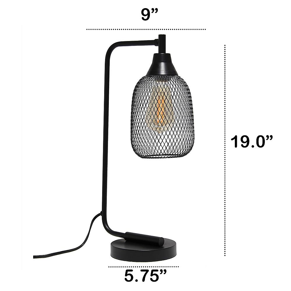 Left View: Lalia Home - Industrial Mesh Desk Lamp - Matte Black