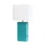 Angle. Elegant Designs - Modern Leather Table Lamp with USB and White Fabric Shade - Teal.