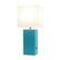 Front Zoom. Elegant Designs - Modern Leather Table Lamp with USB and White Fabric Shade - Teal.