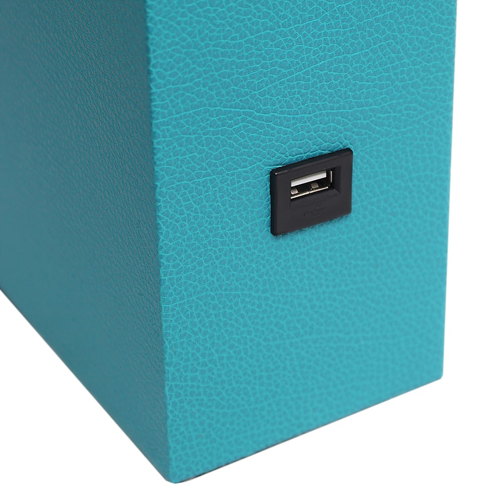 Alt View 13. Elegant Designs - Modern Leather Table Lamp with USB and White Fabric Shade - Teal.