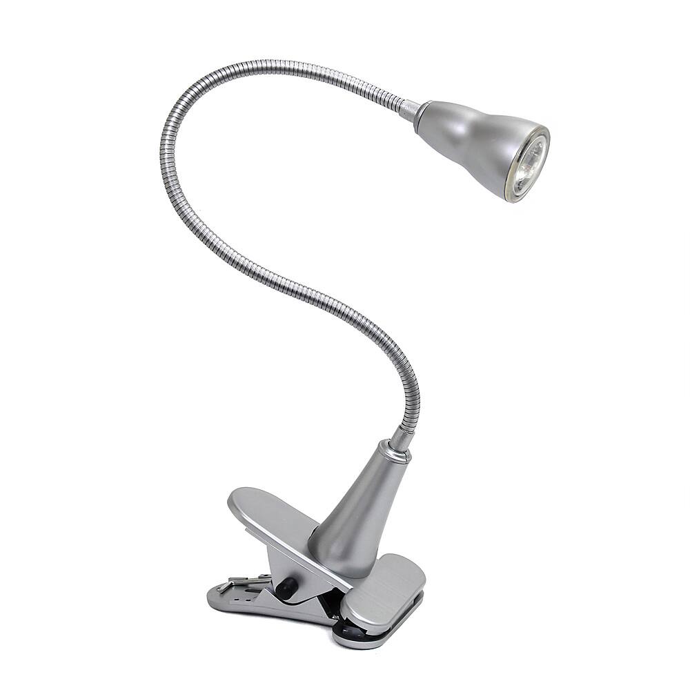 Angle Zoom. Simple Designs - 1W LED Gooseneck Clip Light Desk Lamp - Silver.