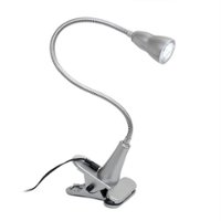 Simple Designs - 1W LED Gooseneck Clip Light Desk Lamp - Silver - Front_Zoom